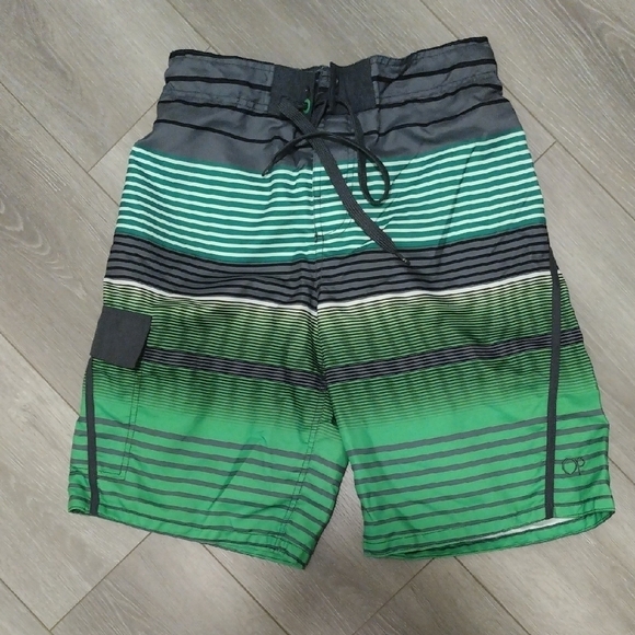 OP Other - Green and Black Striped Swim Shorts